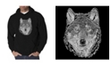 LA Pop Art Men's Wolf Word Art Hooded Sweatshirt